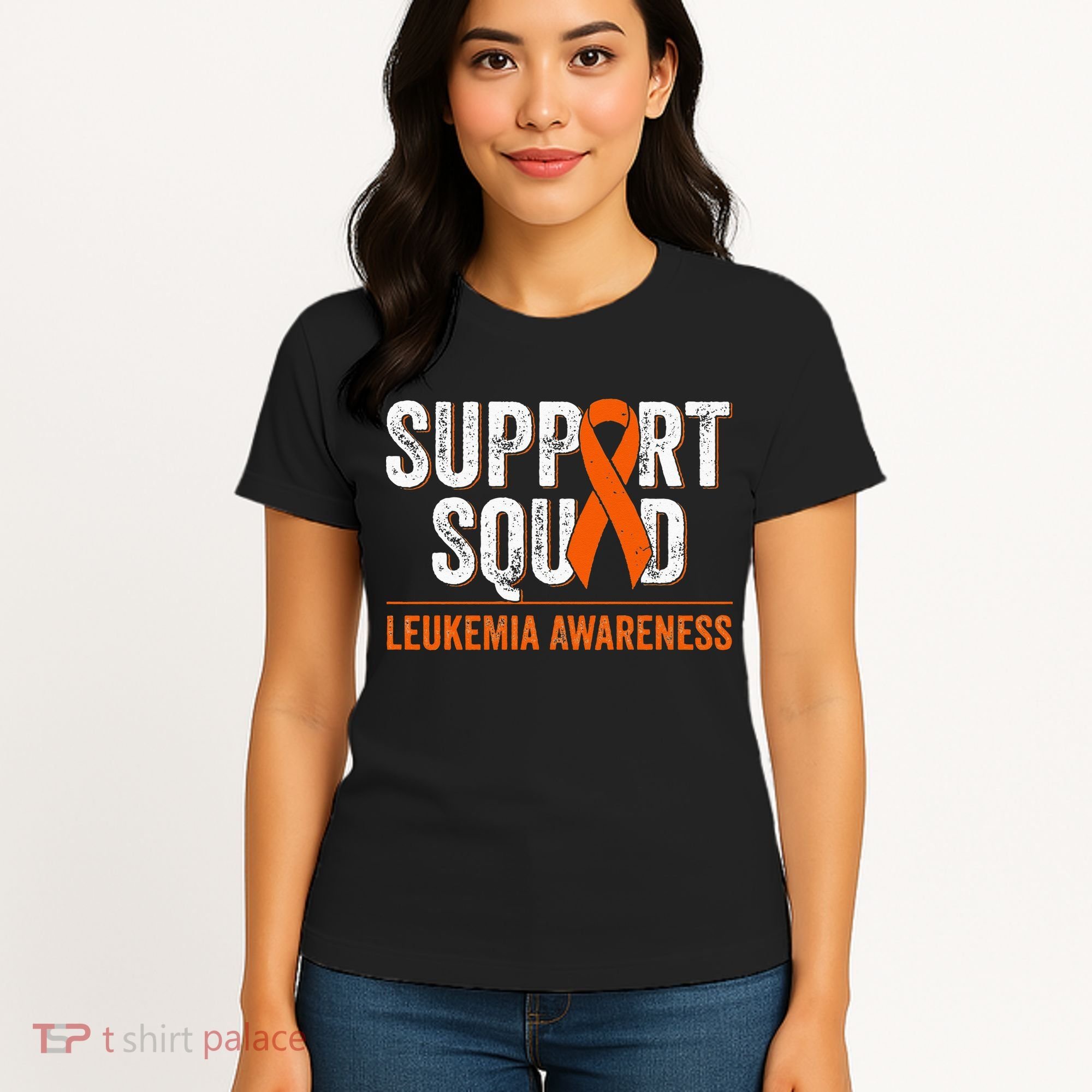 Support Squad Orange Ribbon Leukemia Blood Cancer Awareness Women's T-Shirt
