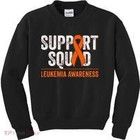 Support Squad Orange Ribbon Leukemia Blood Cancer Awareness Kids Sweatshirt thumb 0