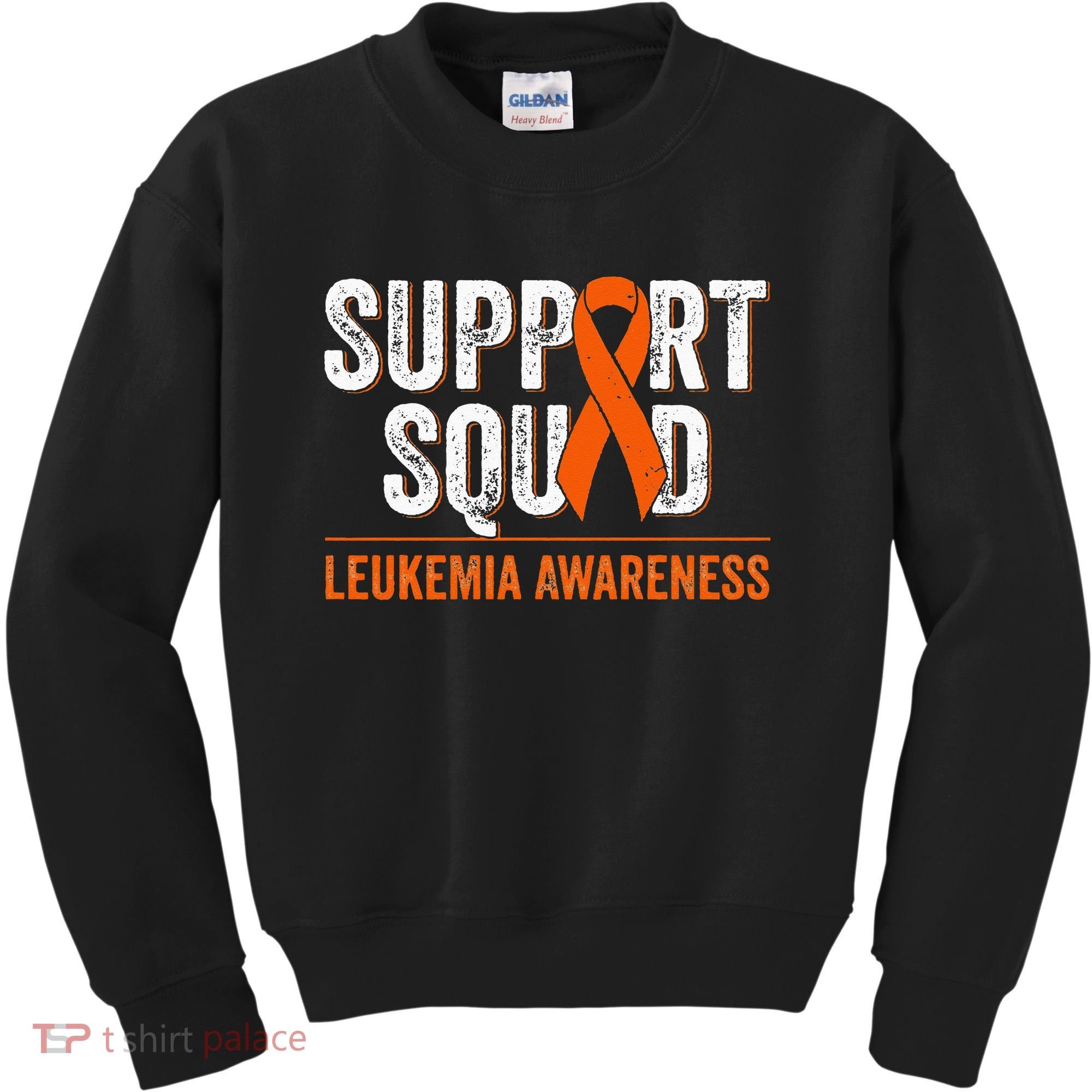 Support Squad Orange Ribbon Leukemia Blood Cancer Awareness Kids Sweatshirt
