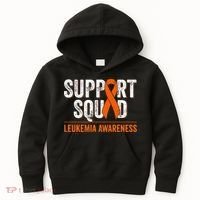 Support Squad Orange Ribbon Leukemia Blood Cancer Awareness Kids Hoodie thumb 0