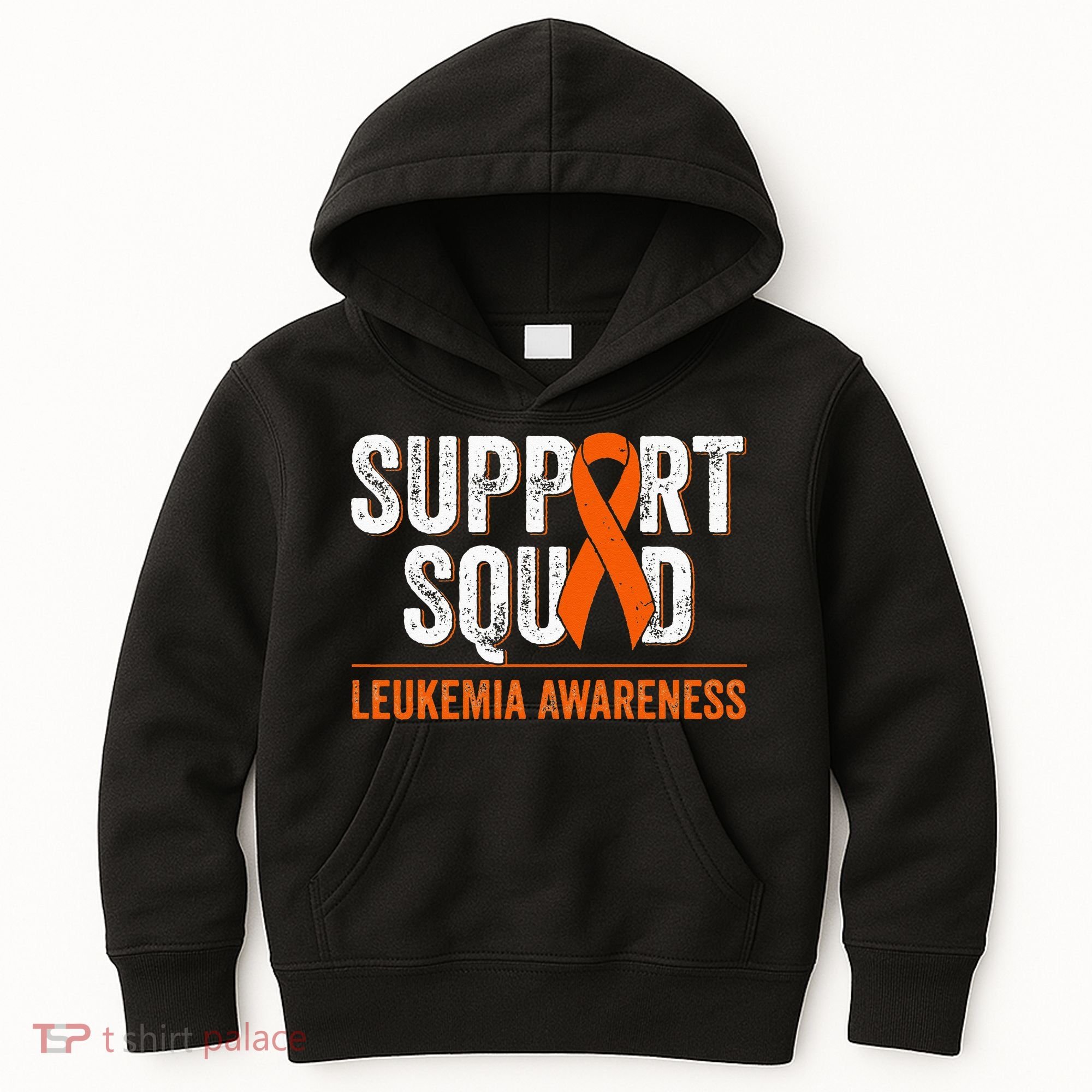 Support Squad Orange Ribbon Leukemia Blood Cancer Awareness Kids Hoodie