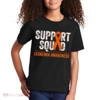 Support Squad Orange Ribbon Leukemia Blood Cancer Awareness Kids T-Shirt thumb 2