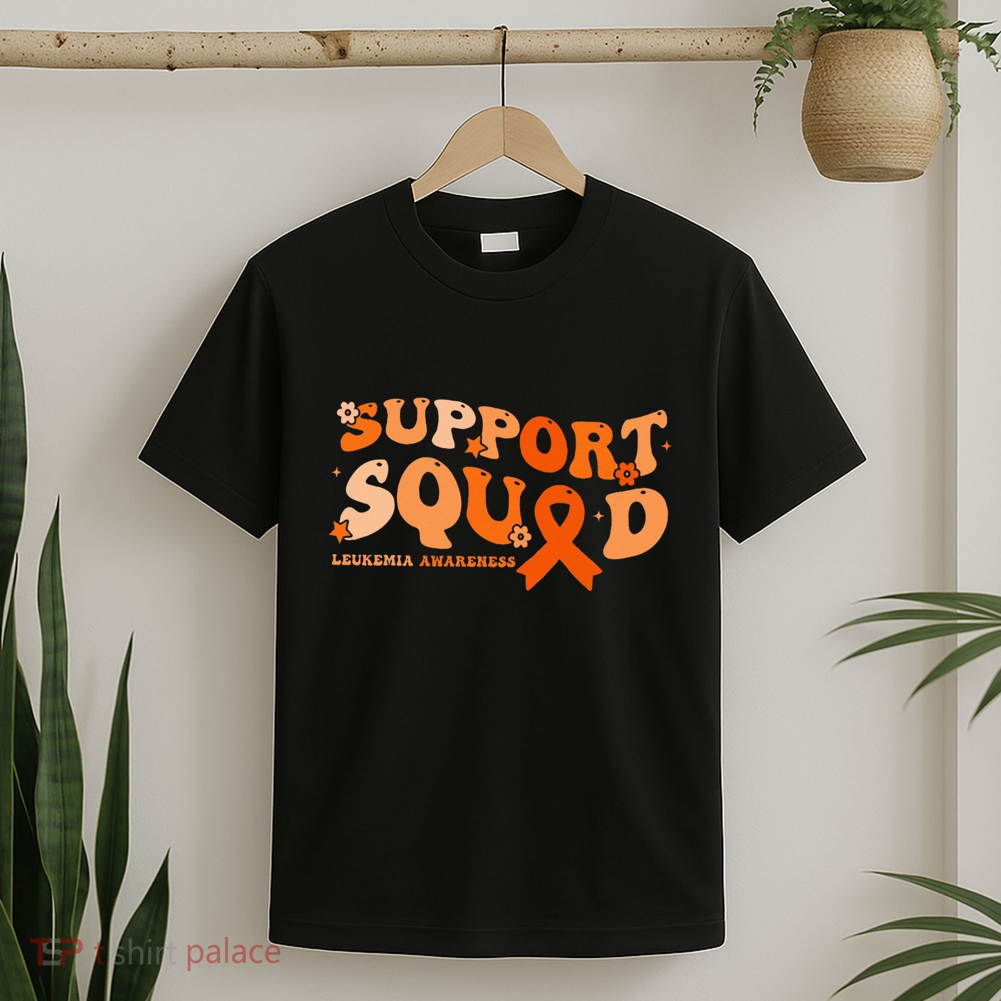 Support Squad Orange Ribbon Leukemia Blood Cancer Awareness T-Shirt
