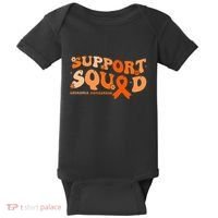 Support Squad Orange Ribbon Leukemia Blood Cancer Awareness Baby Bodysuit thumb 0