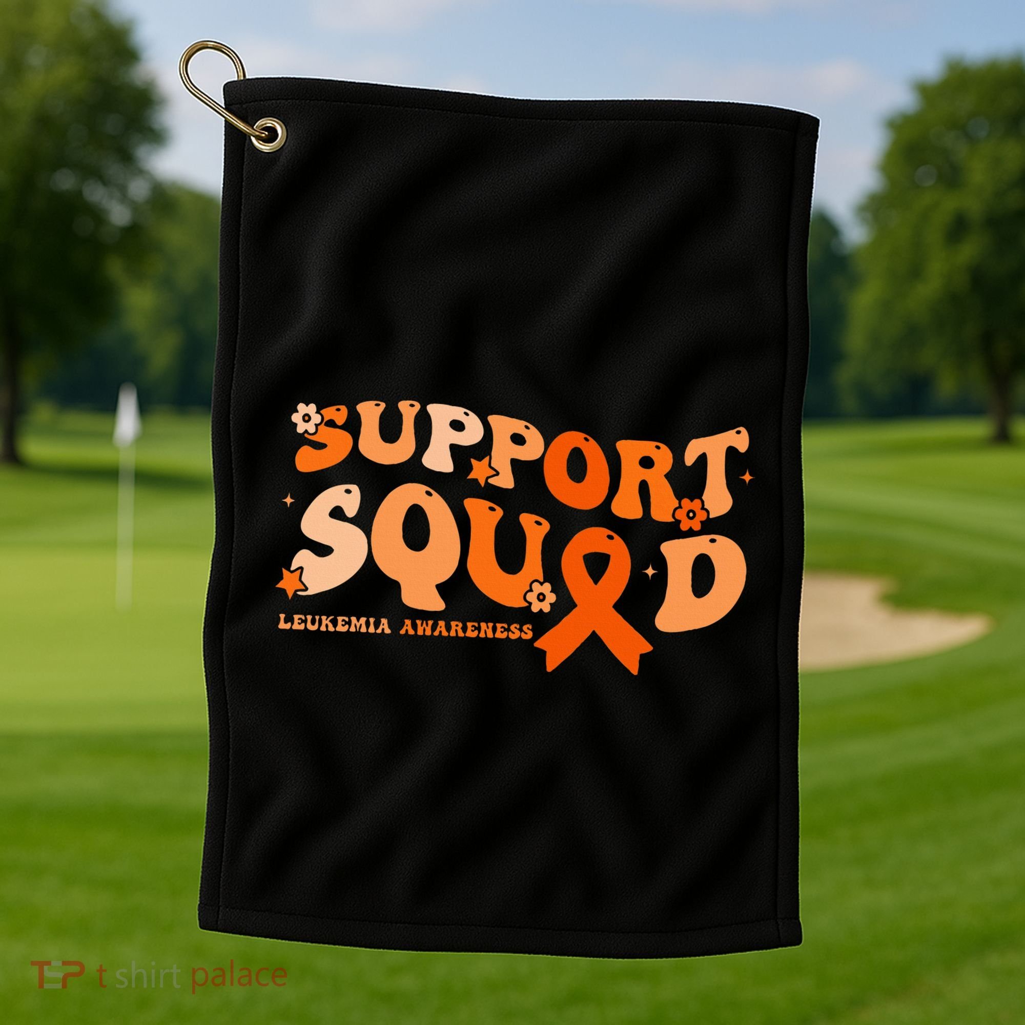 Support Squad Orange Ribbon Leukemia Blood Cancer Awareness Golf Towel