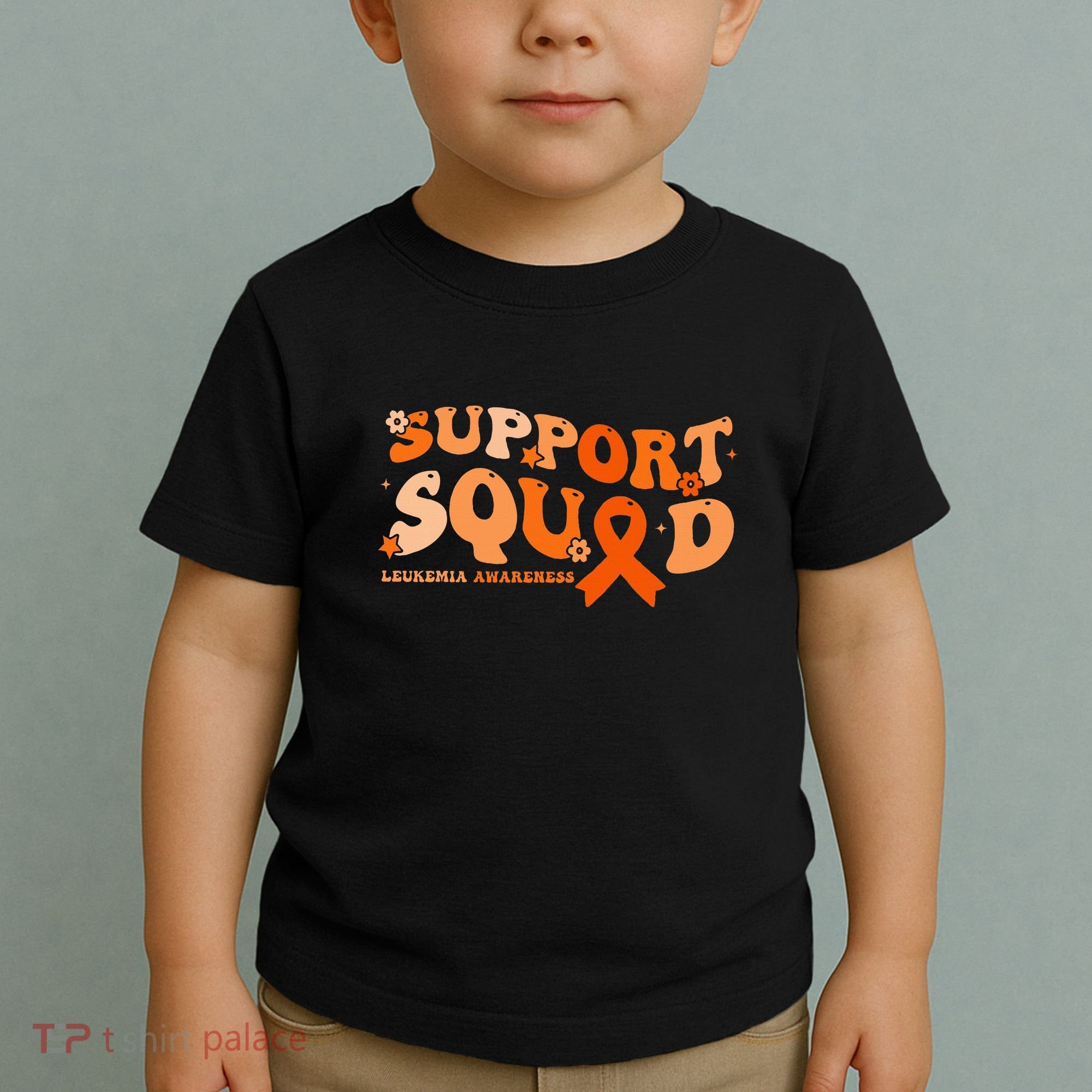 Support Squad Orange Ribbon Leukemia Blood Cancer Awareness Toddler T-Shirt