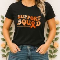 Support Squad Orange Ribbon Leukemia Blood Cancer Awareness Women's T-Shirt thumb 2