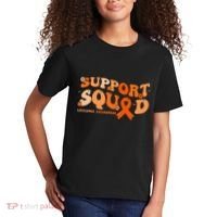 Support Squad Orange Ribbon Leukemia Blood Cancer Awareness Kids T-Shirt thumb 2