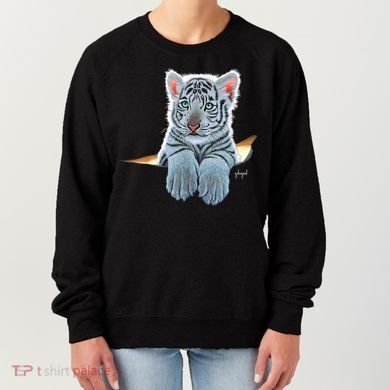 Schim Schimmel Original Artwork, White Tiger Cub Women's Sweatshirt