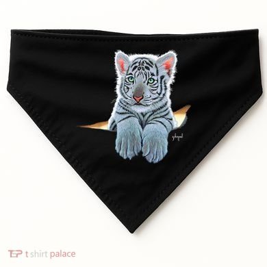 Schim Schimmel Original Artwork, White Tiger Cub USA-Made Doggie Bandana