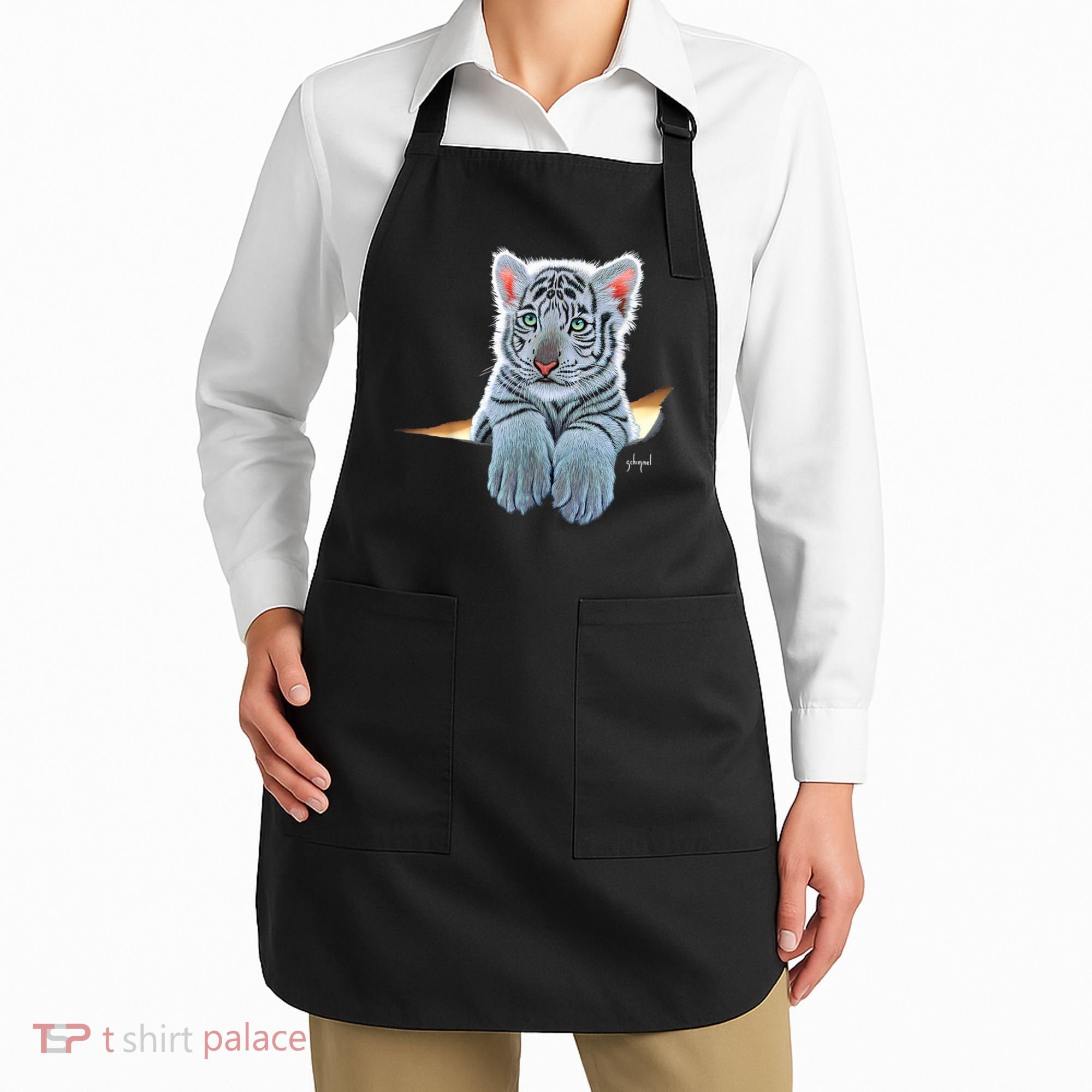 Schim Schimmel Original Artwork, White Tiger Cub Apron
