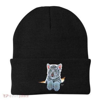 Schim Schimmel Original Artwork, White Tiger Cub Beanie