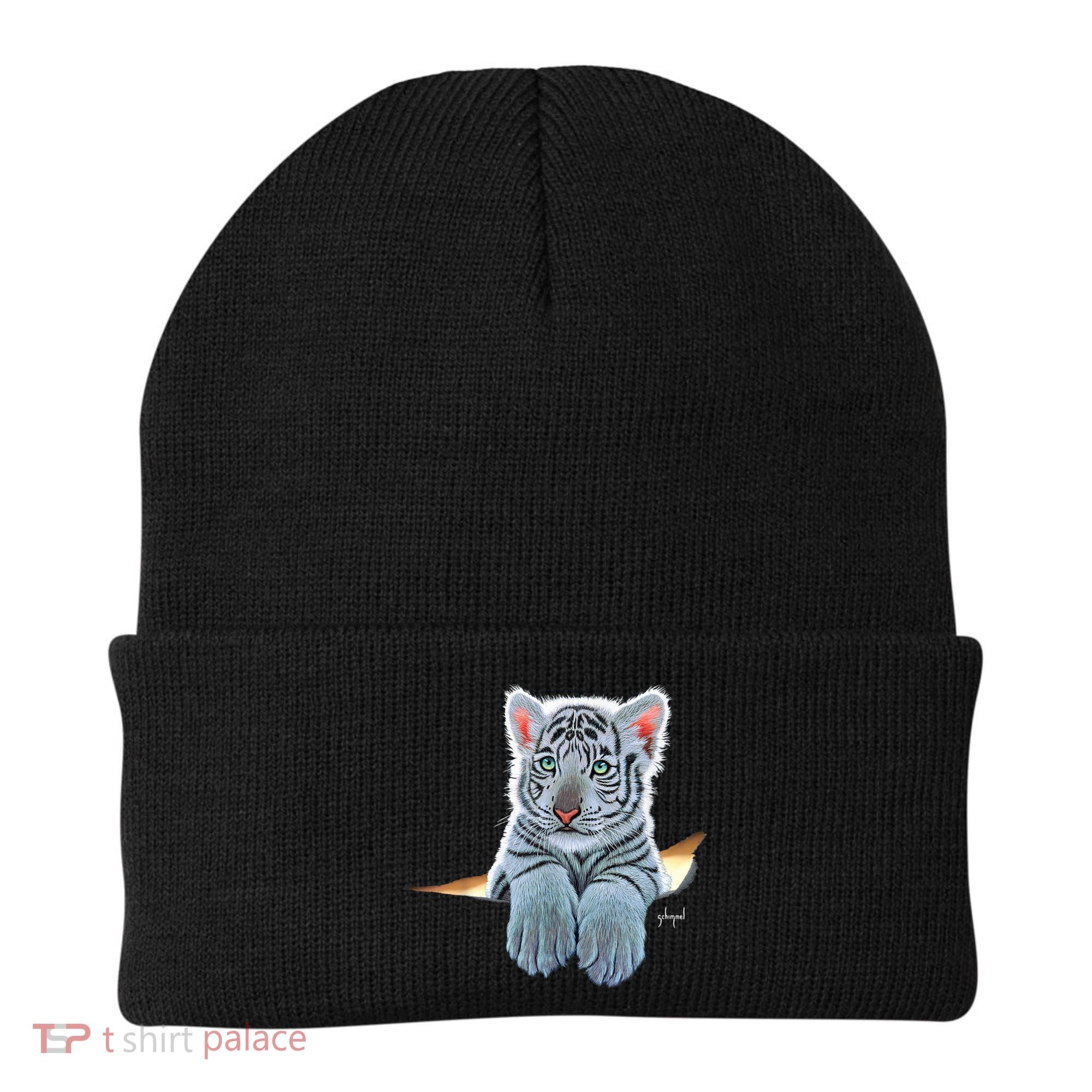 Schim Schimmel Original Artwork, White Tiger Cub Beanie