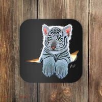 Schim Schimmel Original Artwork, White Tiger Cub Coaster thumb 0