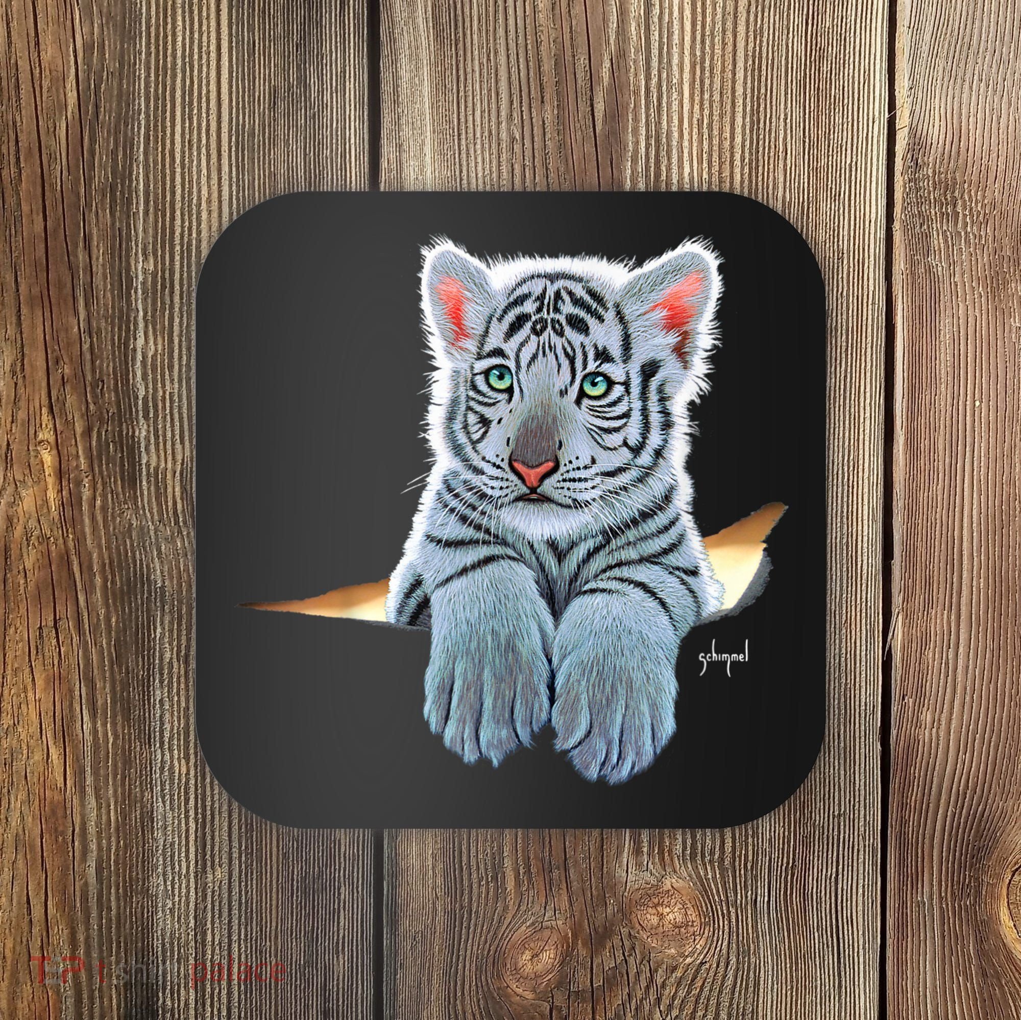 Schim Schimmel Original Artwork, White Tiger Cub Coaster