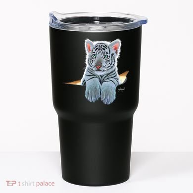 Schim Schimmel Original Artwork, White Tiger Cub Tumbler