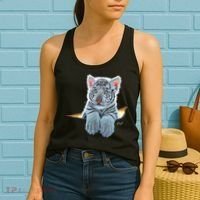 Schim Schimmel Original Artwork, White Tiger Cub Women's Tank Top thumb 2
