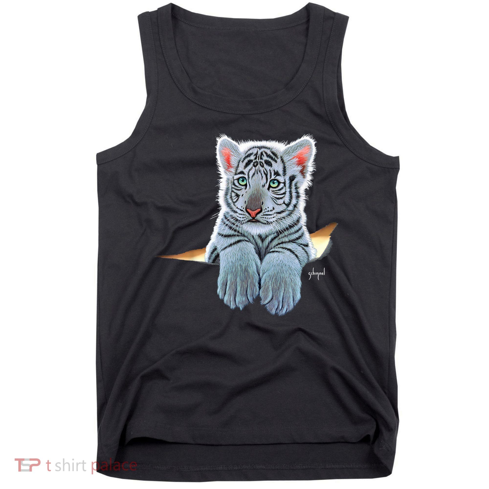 Schim Schimmel Original Artwork, White Tiger Cub Tank Top