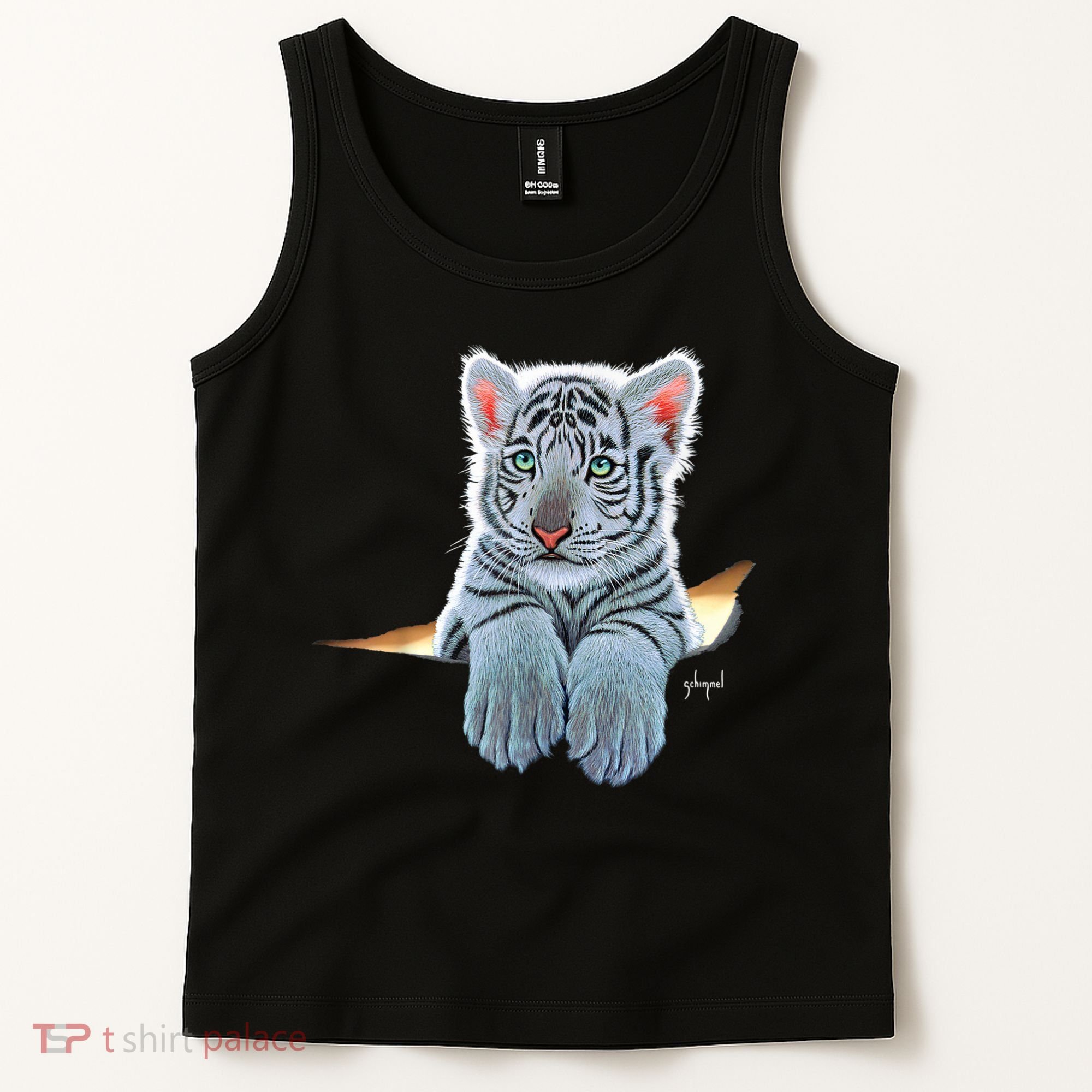 Schim Schimmel Original Artwork, White Tiger Cub Tank Top