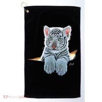 Schim Schimmel Original Artwork, White Tiger Cub Golf Towel thumb 0