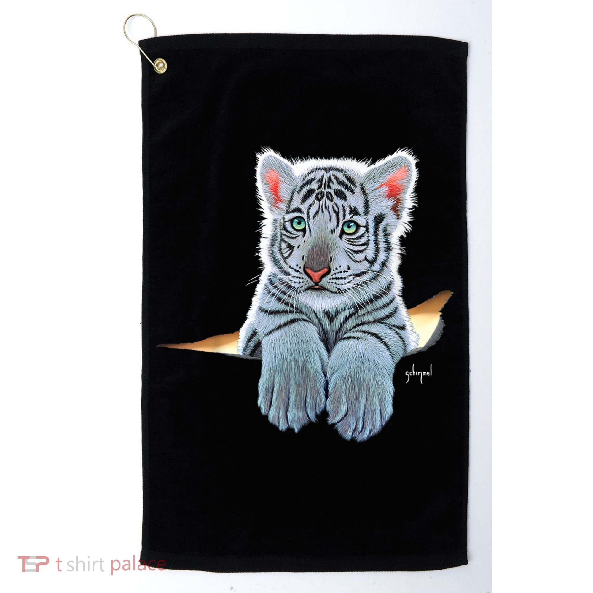 Schim Schimmel Original Artwork, White Tiger Cub Golf Towel