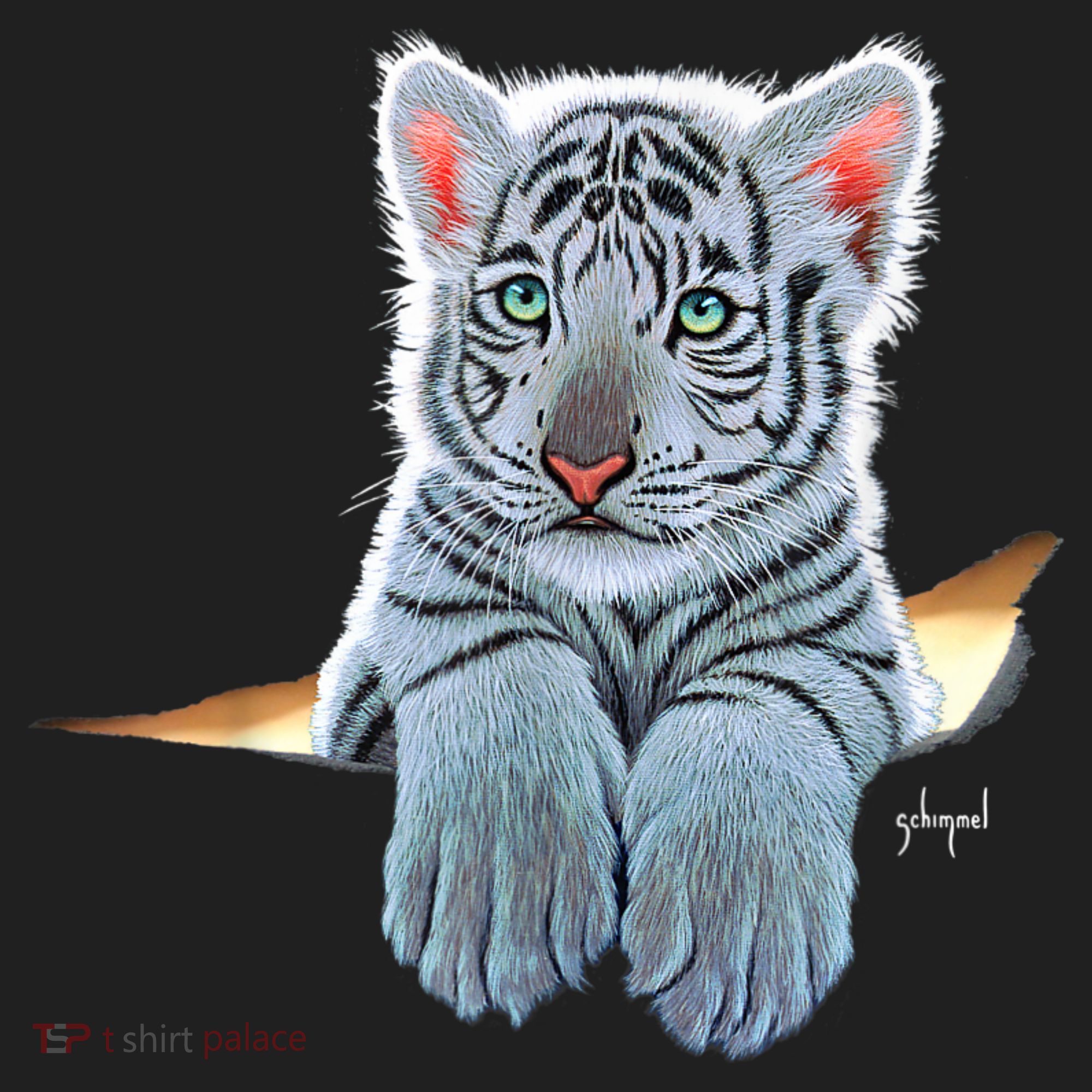 Schim Schimmel Original Artwork, White Tiger Cub Golf Towel