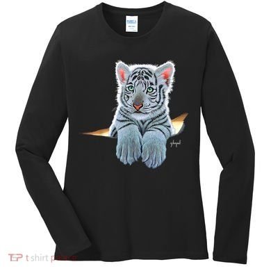Schim Schimmel Original Artwork, White Tiger Cub Women's Long Sleeve Shirt