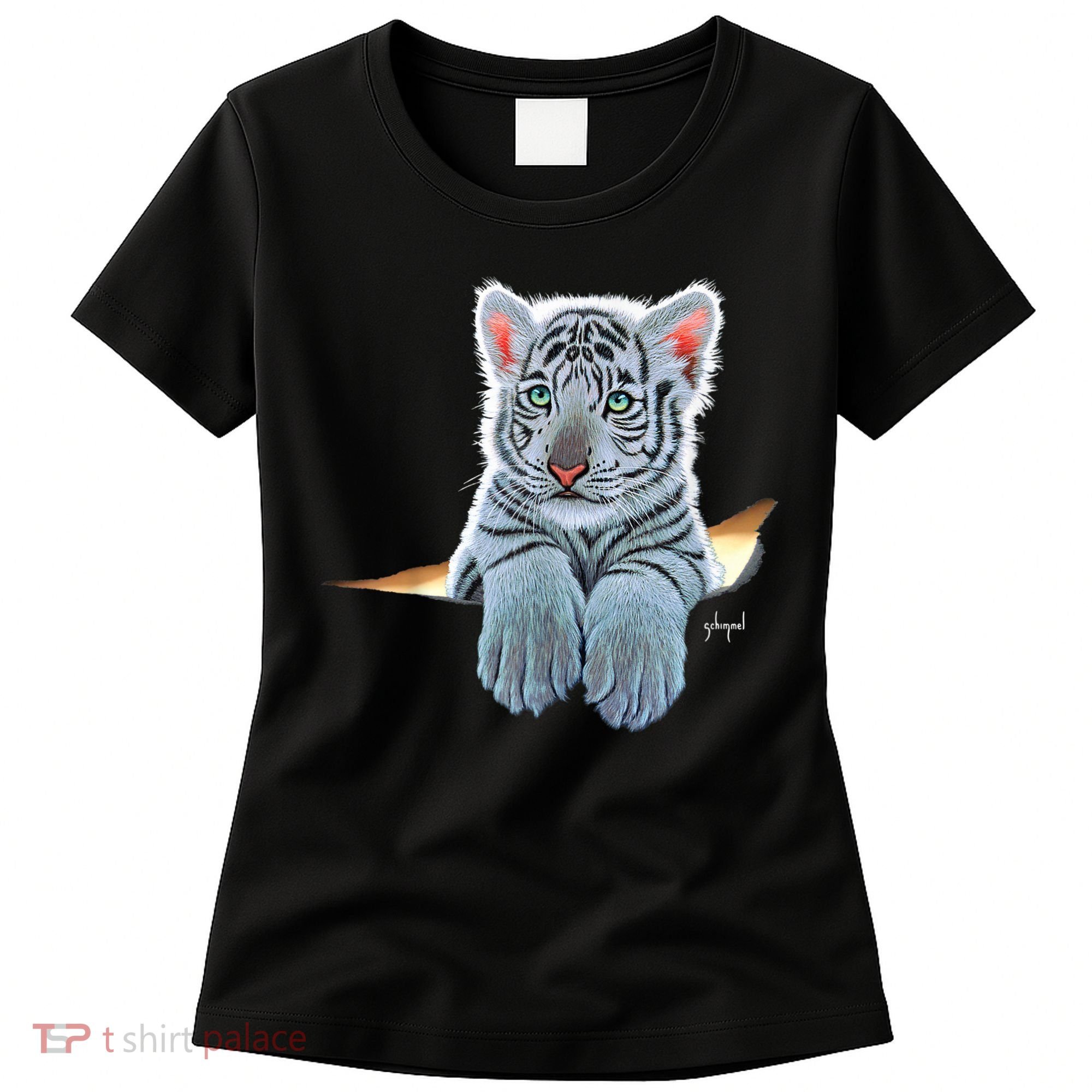 Schim Schimmel Original Artwork, White Tiger Cub Women's T-Shirt