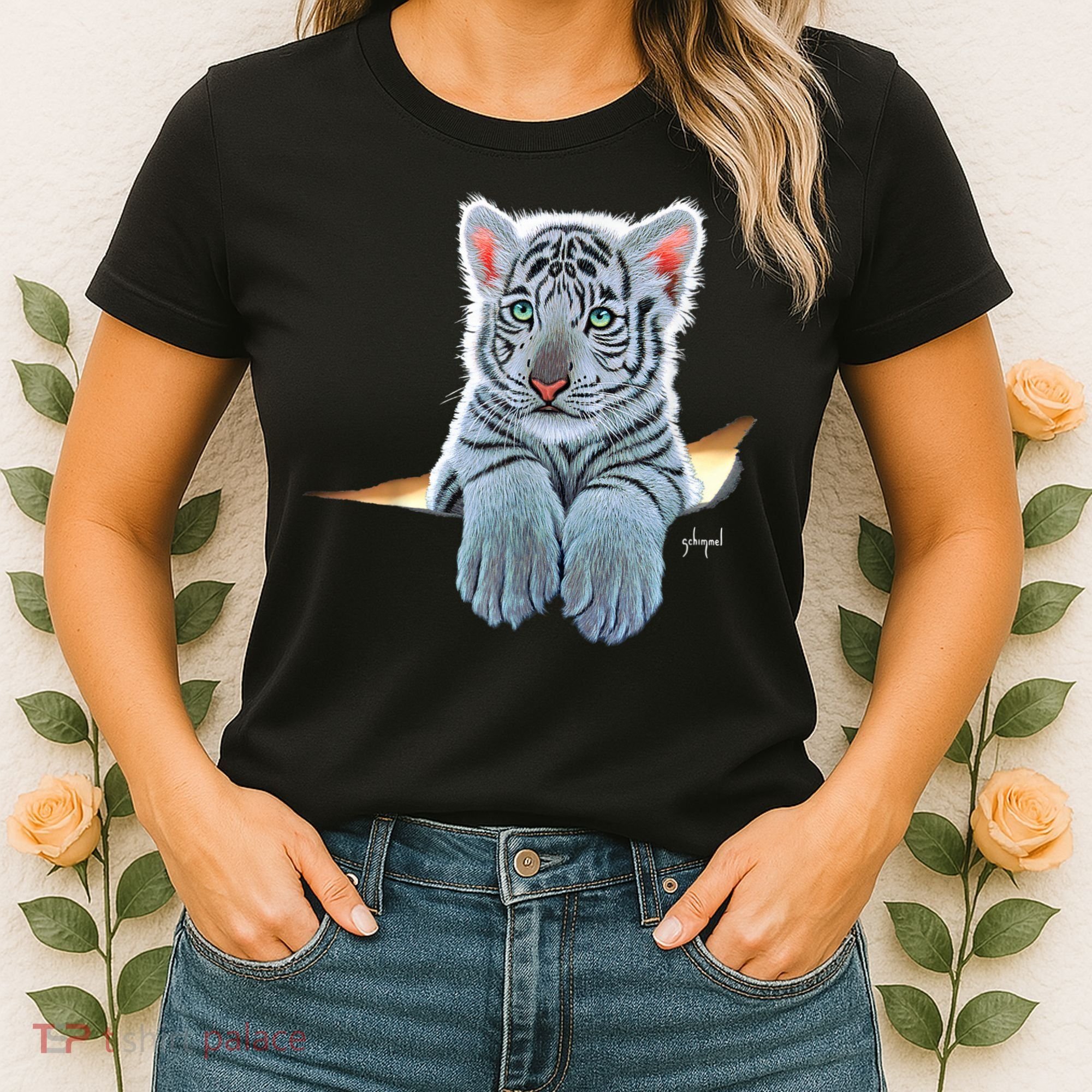 Schim Schimmel Original Artwork, White Tiger Cub Women's T-Shirt
