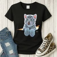 Schim Schimmel Original Artwork, White Tiger Cub Women's T-Shirt thumb 3
