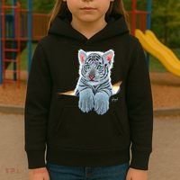 Schim Schimmel Original Artwork, White Tiger Cub Kids Hoodie thumb 3