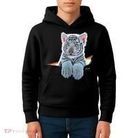 Schim Schimmel Original Artwork, White Tiger Cub Kids Hoodie thumb 4