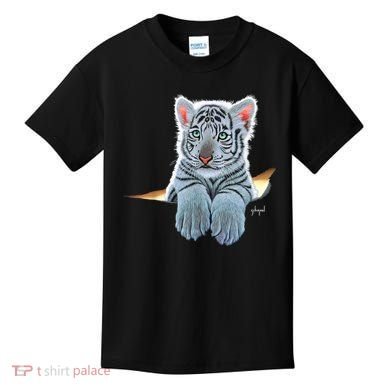 Schim Schimmel Original Artwork, White Tiger Cub Kids T-Shirt