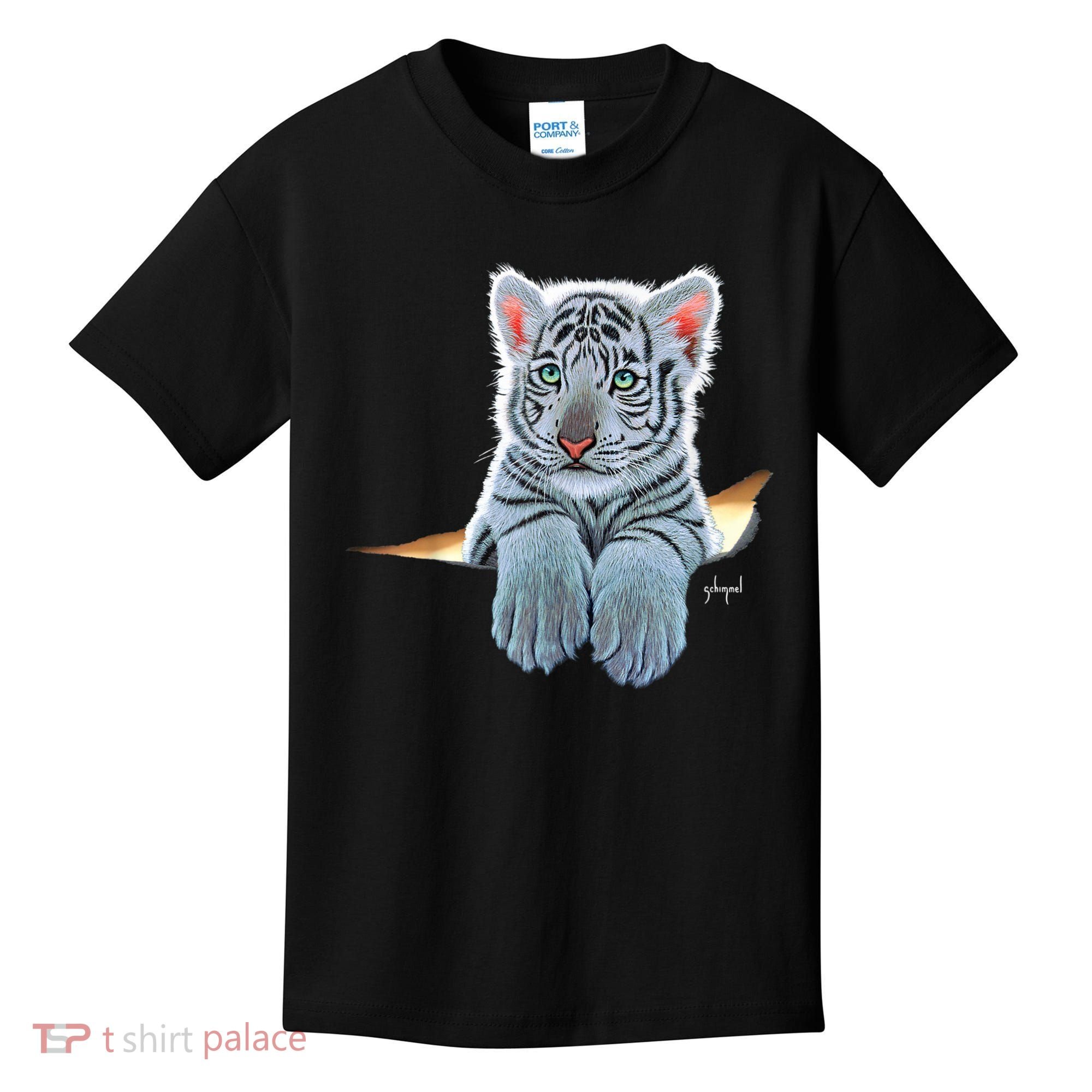Schim Schimmel Original Artwork, White Tiger Cub Kids T-Shirt