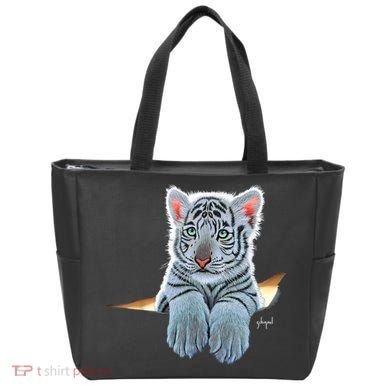 Schim Schimmel Original Artwork, White Tiger Cub Tote Bag