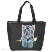 Schim Schimmel Original Artwork, White Tiger Cub Tote Bag thumb 0