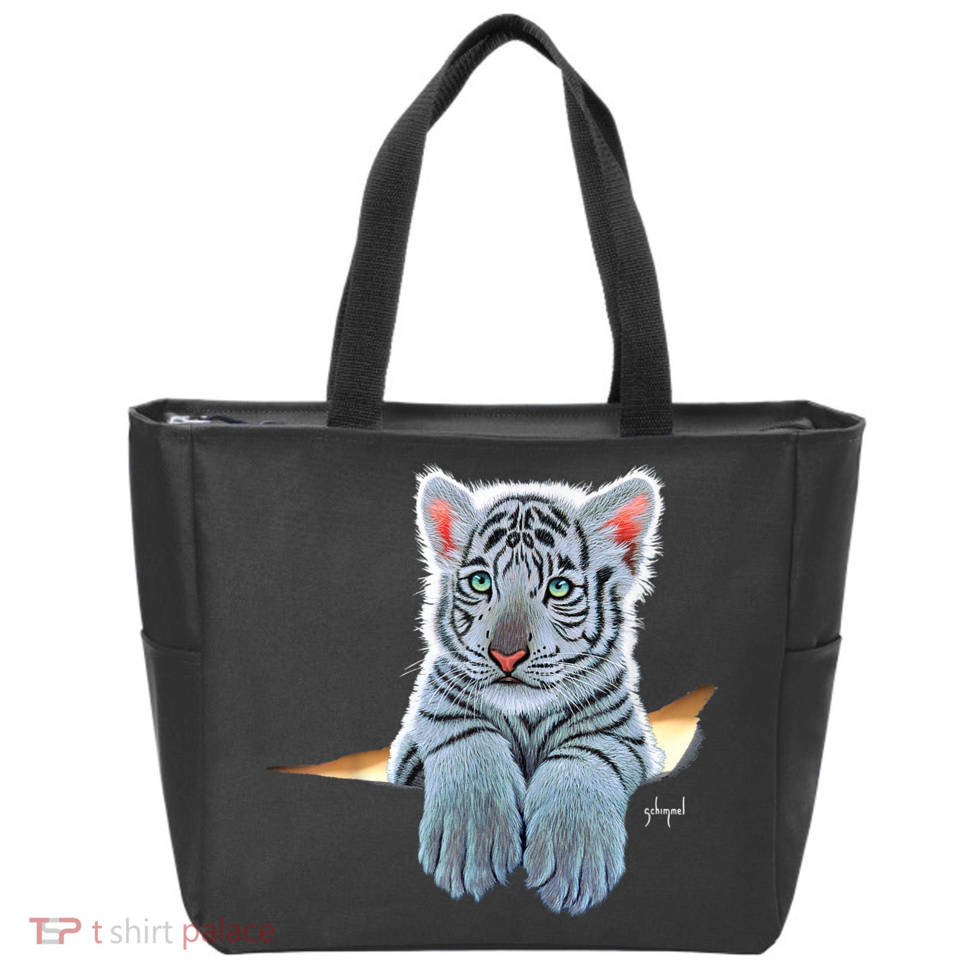Schim Schimmel Original Artwork, White Tiger Cub Tote Bag