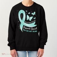 Support Squad Ovarian Cancer Awareness Teal Ribbon Butterfly Women's Sweatshirt thumb 0