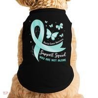 Support Squad Ovarian Cancer Awareness Teal Ribbon Butterfly Doggie Tank thumb 0