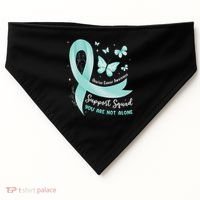 Support Squad Ovarian Cancer Awareness Teal Ribbon Butterfly USA-Made Doggie Bandana thumb 0