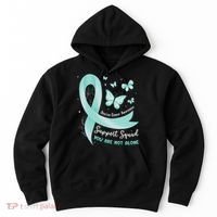 Support Squad Ovarian Cancer Awareness Teal Ribbon Butterfly Hoodie thumb 0