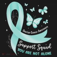 Support Squad Ovarian Cancer Awareness Teal Ribbon Butterfly Sweatshirt thumb 3
