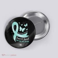 Support Squad Ovarian Cancer Awareness Teal Ribbon Butterfly Button thumb 0