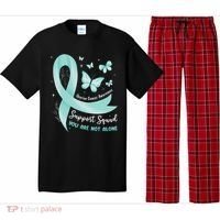 Support Squad Ovarian Cancer Awareness Teal Ribbon Butterfly Pajama Set thumb 0