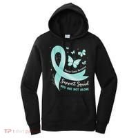 Support Squad Ovarian Cancer Awareness Teal Ribbon Butterfly Women's Hoodie thumb 0