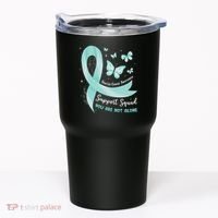 Support Squad Ovarian Cancer Awareness Teal Ribbon Butterfly Tumbler thumb 0