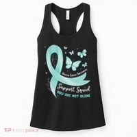 Support Squad Ovarian Cancer Awareness Teal Ribbon Butterfly Women's Tank Top thumb 0