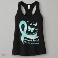 Support Squad Ovarian Cancer Awareness Teal Ribbon Butterfly Women's Tank Top thumb 3