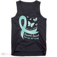 Support Squad Ovarian Cancer Awareness Teal Ribbon Butterfly Tank Top thumb 0