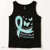 Support Squad Ovarian Cancer Awareness Teal Ribbon Butterfly Tank Top thumb 2